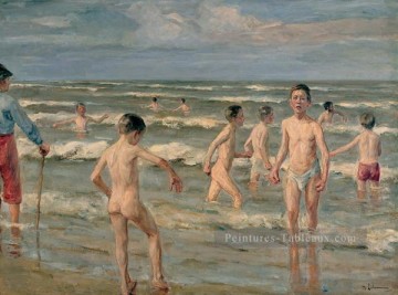 Enfants œuvres - baignade garçons 1900 Max Liebermann impressionnisme allemand enfants